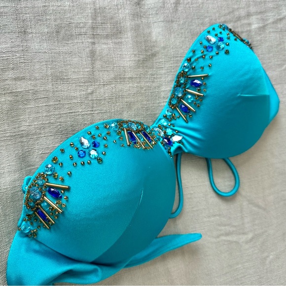 Victoria's Secret Other - Victoria’s Secret Swim Teal Embellished Bikini Top